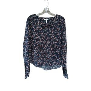 Rebecca Taylor Lia Black Floral Silk Blend Blouse Size 10